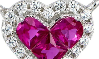 Savvy Cie Jewels Cubic Zirconia Heart Halo Pendant Necklace In Pink
