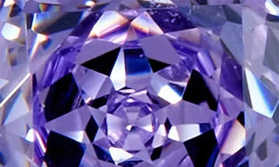 Savvy Cie Jewels Floral Faceted Round Cubic Zirconia Halo Stud Earrings In Purple