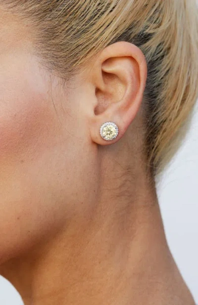 Savvy Cie Jewels Brilliant Cut Cubic Zirconia Halo Stud Earrings In Metallic