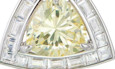 Savvy Cie Jewels Cubic Zirconia Trillion Halo Pendant Necklace In Metallic