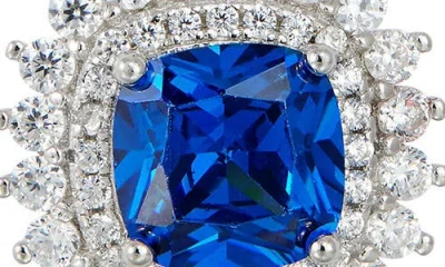 Savvy Cie Jewels Cushion Cubic Zirconia Double Halo Pendant Necklace In Green