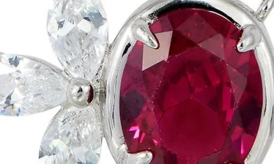 Savvy Cie Jewels Cubic Zirconia Cluster Oval Pendant Necklace In Metallic