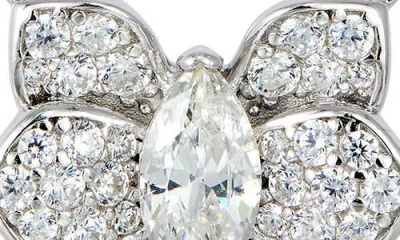 Savvy Cie Jewels Pavé Cubic Zirconia Orchid Pendant Necklace In Metallic