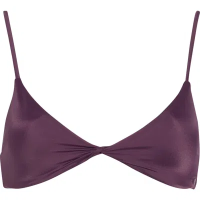 Volcom Simply Seamless Twist Front Bikini Top In Purple