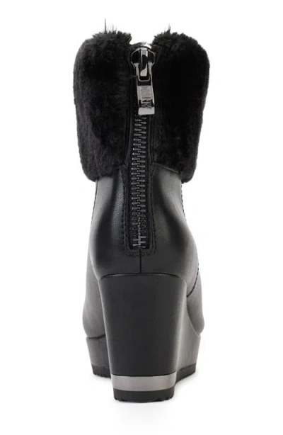 Dkny Nadra Faux Fur Cuff Wedge Bootie In Black