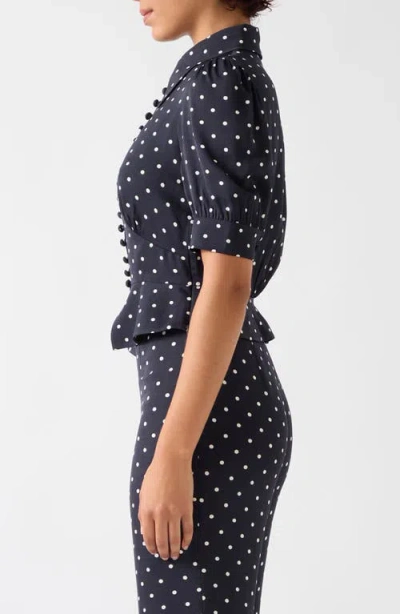 Lk Bennett Elsie Dot Crop Shirt In Multi