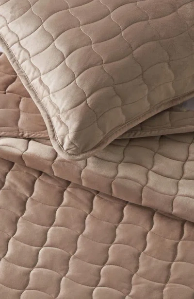 Woven & Weft Velvet Box Stitch Quilt Set In Brown
