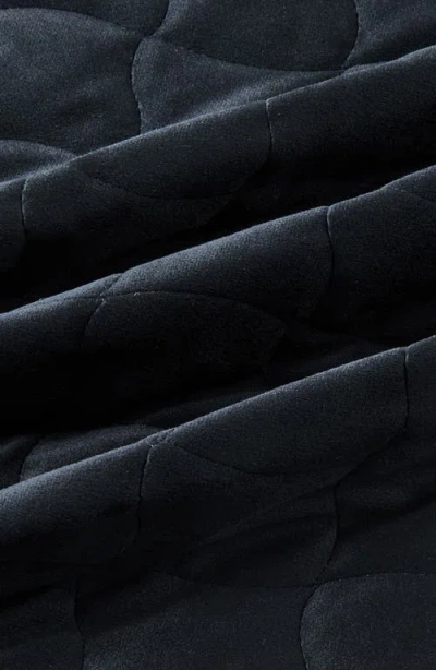 Woven & Weft Velvet Box Stitch Quilt Set In Black