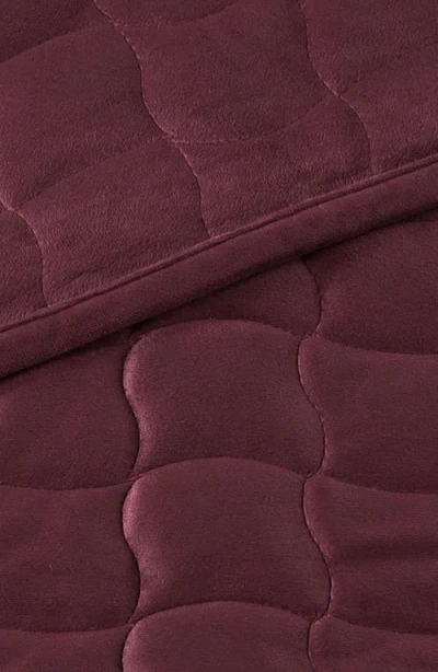 Woven & Weft Velvet Box Stitch Quilt Set In Burgundy