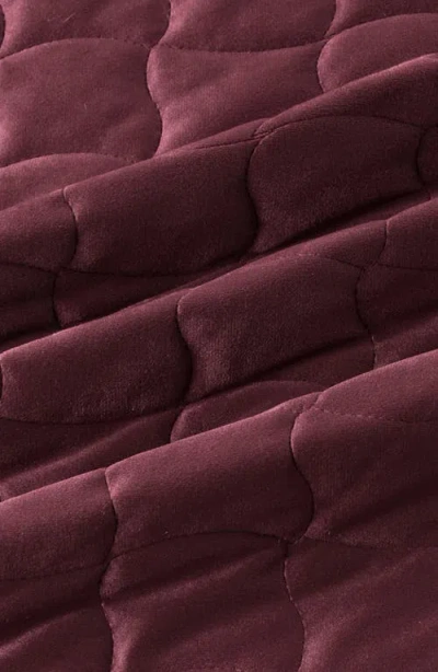 Woven & Weft Velvet Box Stitch Quilt Set In Burgundy
