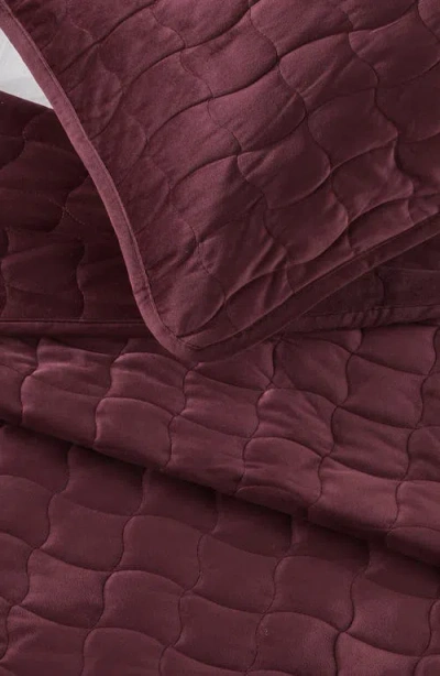 Woven & Weft Velvet Box Stitch Quilt Set In Burgundy