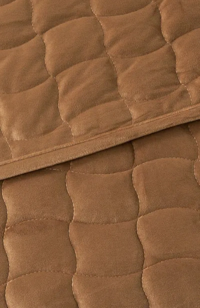 Woven & Weft Velvet Box Stitch Quilt Set In Brown