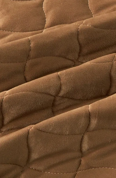 Woven & Weft Velvet Box Stitch Quilt Set In Brown