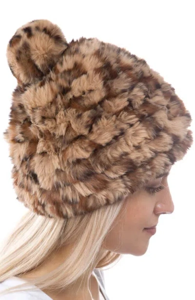 Marcus Adler Faux Fur Pompom Beanie In Brown