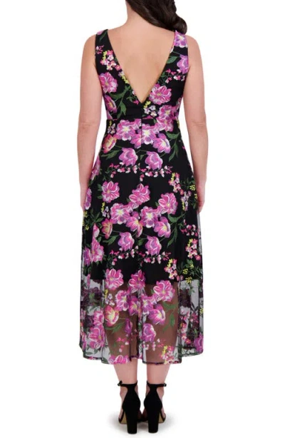 Siena Embroidered Mesh Midi Dress In Multi