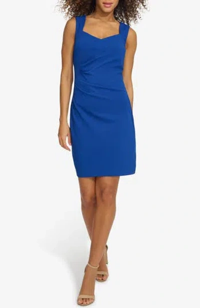 Siena Crepe Scuba Knit Sheath Minidress In Blue