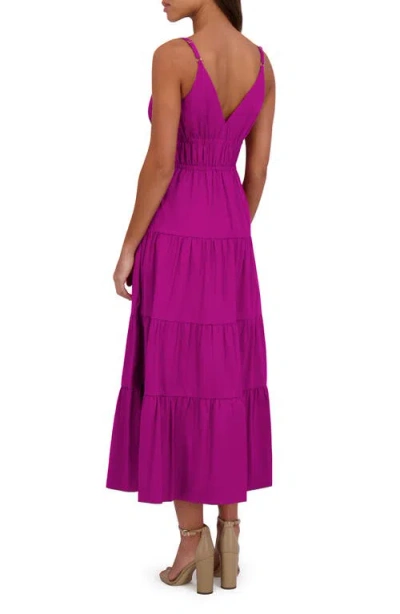Siena Stretch Cotton Tiered Midi Dress In Purple