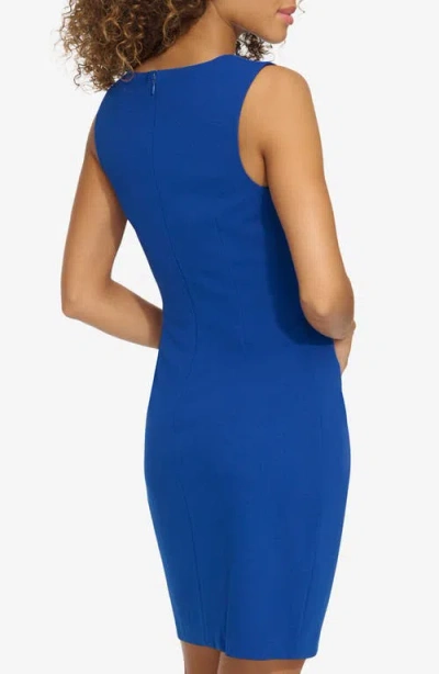 Siena Crepe Scuba Knit Sheath Minidress In Blue