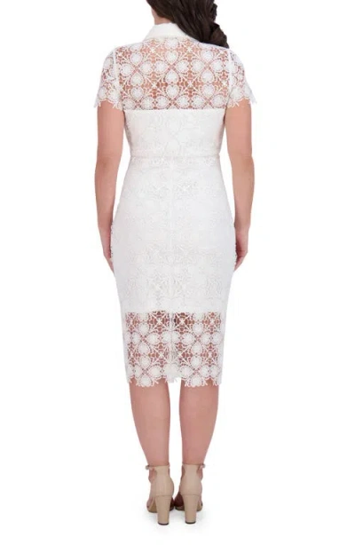 Siena Floral Lace Short Sleeve Dress In White
