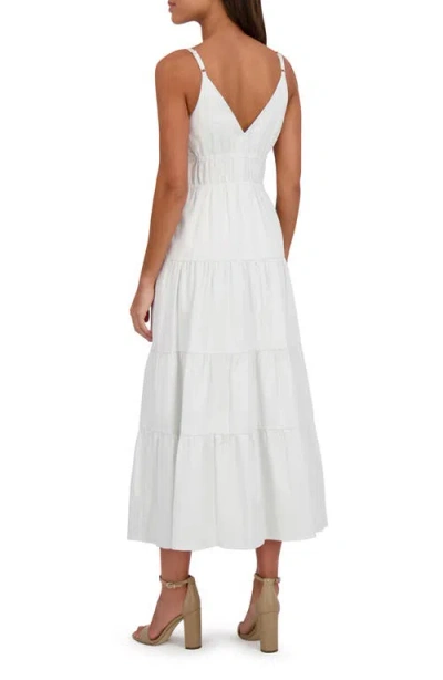 Siena Stretch Cotton Tiered Midi Dress In White