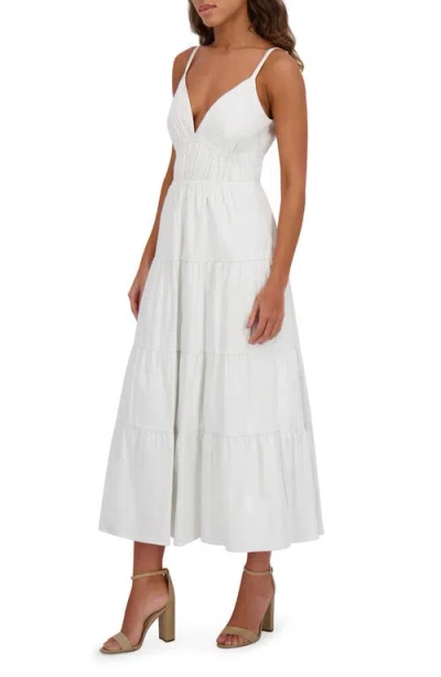 Siena Stretch Cotton Tiered Midi Dress In White