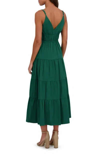 Siena Stretch Cotton Tiered Midi Dress In Green
