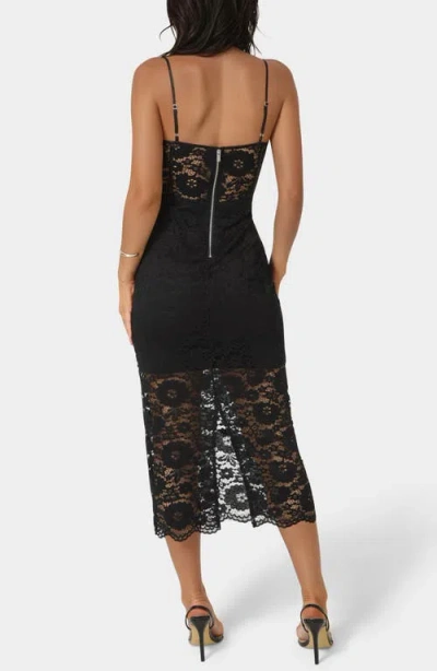 Bebe Lace Corset Body-con Midi Dress In Black
