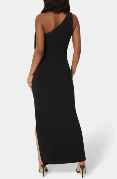 Bebe One-shoulder Slit Maxi Dress In Black