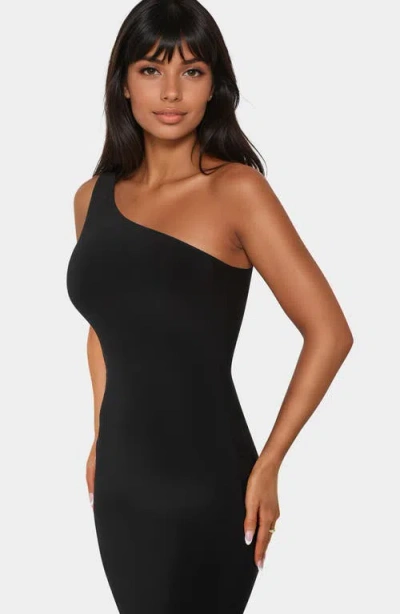 Bebe One-shoulder Slit Maxi Dress In Black