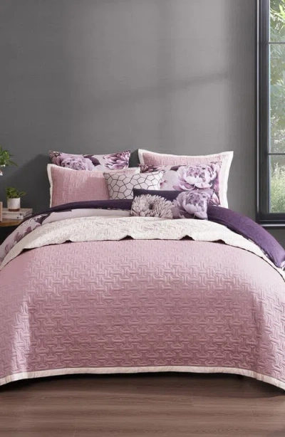 Bebejan Plum Petal Print 8-piece Reversible Comforter Set In Pink