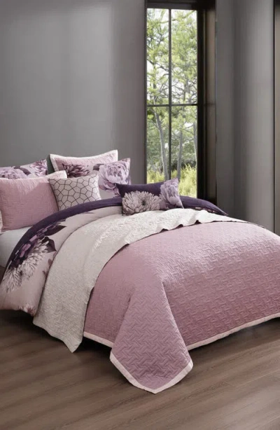 Bebejan Plum Petal Print 8-piece Reversible Comforter Set In Pink