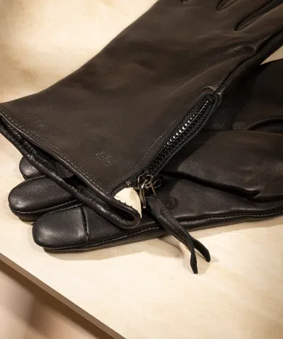 Echo New York Leather Gloves With Zipper In Black
