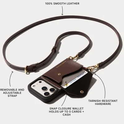 Bandolier Donna Crossbody Phone Case - Espresso/gold