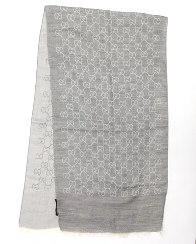 Gucci Gg Wool Shawl In Gray
