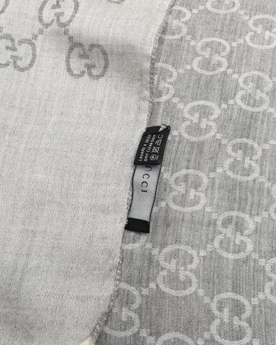 Gucci Gg Wool Shawl In Gray