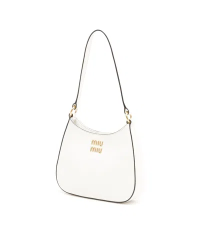 Miu Miu Madras Shoulder Bag In White