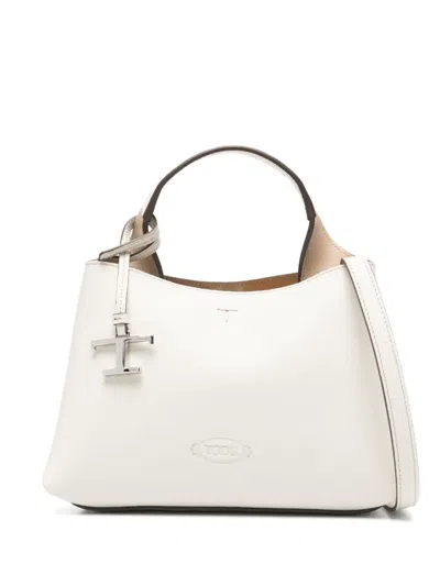 Tod's Micro Logo-charm Tote Bag In White