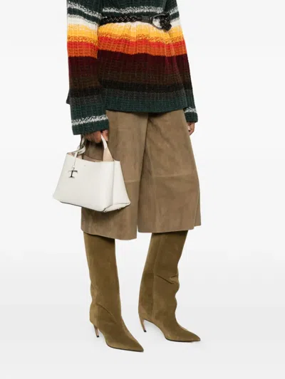 Tod's Micro Logo-charm Tote Bag In White