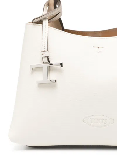 Tod's Micro Logo-charm Tote Bag In White
