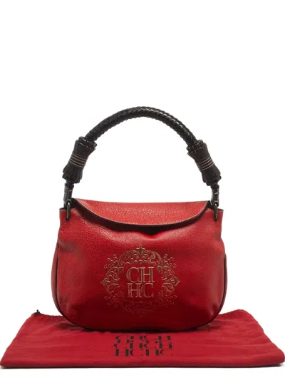 Pre-owned Carolina Herrera Vintage Braided-handle Leather Shoulder Bag