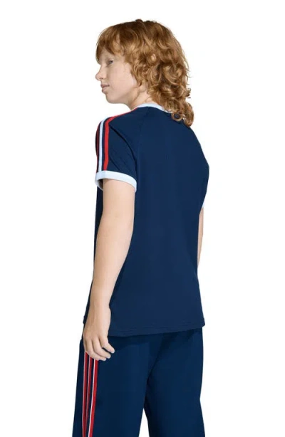 Adidas Originals Kids' 3-stripes Cotton T-shirt In Blue