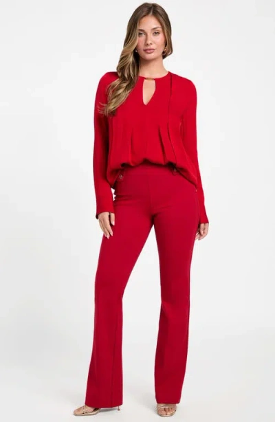 Marciano Anita Keyhole Pleated Top In Red