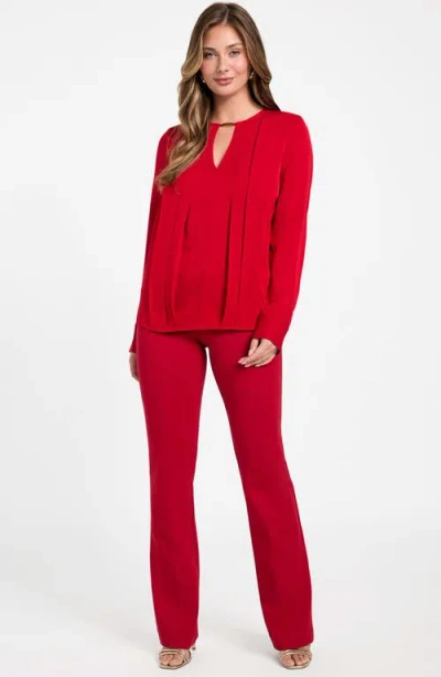 Marciano Anita Keyhole Pleated Top In Red