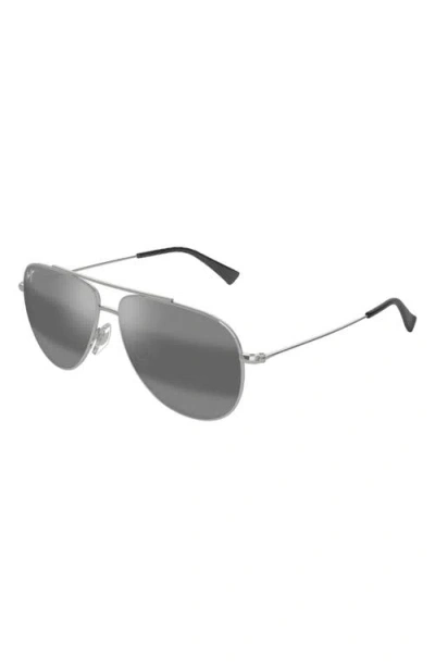 Maui Jim Hauloli Xs 56mm Polarized Aviator Sunglasses In Silver