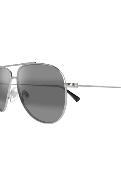 Maui Jim Hauloli Xs 56mm Polarized Aviator Sunglasses In Silver