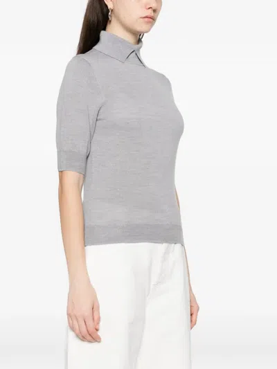 Herskind Collared Knit T-shirt In Gray