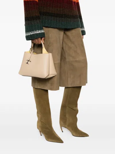 Tod's Micro T-charm Tote Bag In Neutral