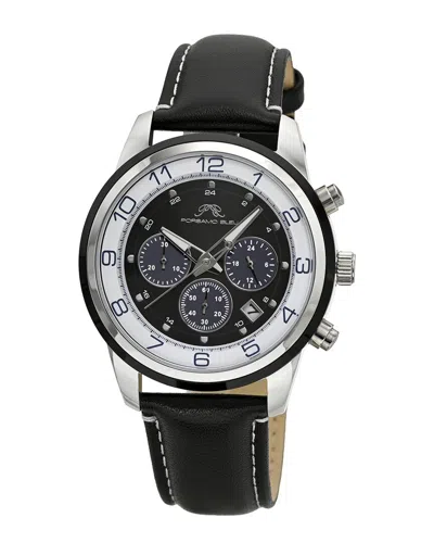 Porsamo Bleu Men's Arthur Genuine Leather Band Watch 1091garl In Black