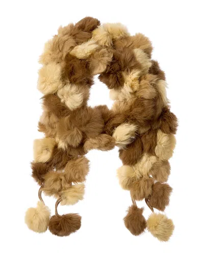 La Fiorentina Poms Muffler Scarf In Brown