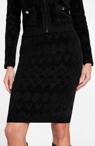 Marciano Adele Chenille Pencil Skirt In Black